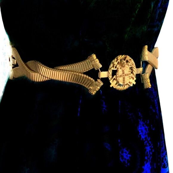 William De Lillo gold plated  Shield belt 1970’s collectible unique 29” main image 8